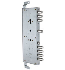 Замок врезной двухсистемный «ЗВ 25.14» (левый) с тягами (без планки), 5+1 кл. (длин. кл. 54 мм) Хром