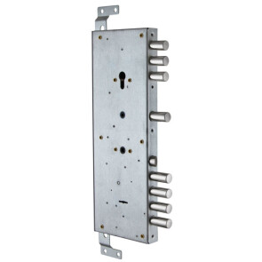 Замок врезной двухсистемный «ЗВ 25.14 Т» (левый) с тягами (без накладок), 5+1 кл. Хром