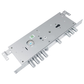 Замок врезной двухсистемный «ЗВ 25.14 Т» (правый) с тягами (без накл), 5+1 кл (длин. кл. 54 мм) Хром