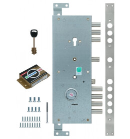 Замок врезной двухсистемный «ЗВ 25.14 Т» (правый) с тягами (без накладок), 5+1 кл. Хром