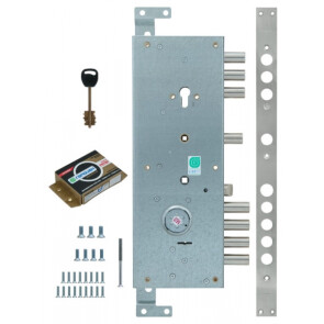 Замок врезной двухсистемный «ЗВ 25.14 Т» (правый) с тягами (без накладок), 5+1 кл. Хром
