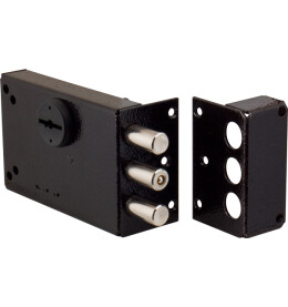 Замок накладной Лазурит 1.02.51.КМА никель, сув., 3 риг., зап. коробка, медный антик /40062/