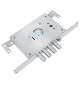 Замок врезной сувальдный с защёлкой «ЗВ 21.14 Т» правый со смен. мех-ом, (без накл), дл. кл. 54 мм Хром