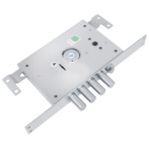 Замок врезной сувальдный с защёлкой «ЗВ 21.14 Т» правый со смен. мех-ом, (без накл), дл. кл. 54 мм Хром