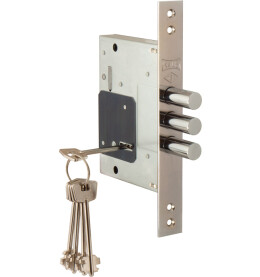 Замок врезной сувальдный «257/L» 5 кл. Хром