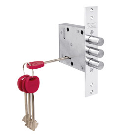 Замок врезной сувальдный «447/L» 4 кл. (кл. 60 мм) Хром