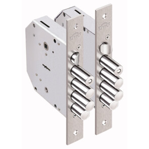 Замок врезной сувальдный с задвижкой и защёлкой «Гранит 1.06.40» левый, 5 кл. Хром