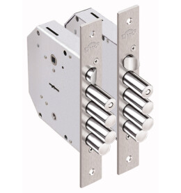 Замок врезной сувальдный с задвижкой и защёлкой «Гранит 1.06.41» правый, 5 кл. Хром