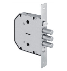 Замок врезной сувальдный с задвижкой и защёлкой «GS-SМ 012» левый, 5 кл. Хром