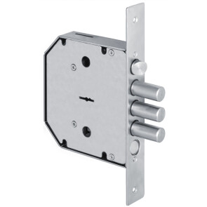 Замок врезной сувальдный с задвижкой и защёлкой «GS-SМ 012» левый, 5 кл. Хром
