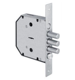 Замок врезной сувальдный с задвижкой и защёлкой «GS-SМ 012» правый, 5 кл. Хром