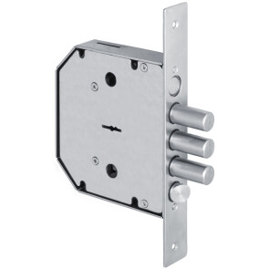 Замок врезной сувальдный с задвижкой и защёлкой «GS-SМ 012» правый, 5 кл. Хром