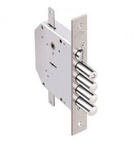 Замок врезной сувальдный с задвижкой и защёлкой «RеХ.3.8» левый, 5 кл. Хром