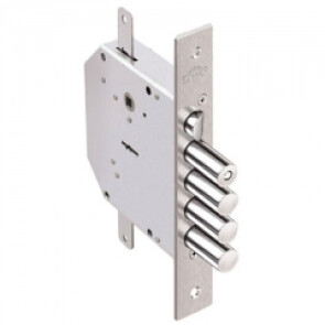 Замок врезной сувальдный с задвижкой и защёлкой «RеХ.3.8» левый, 5 кл. Хром