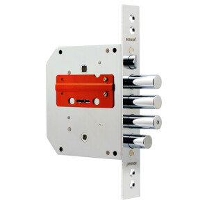 Замок врезной сувальдный с задвижкой и защёлкой «ЗВ9-6 ЛКЗ» левый, 5 кл. Хром