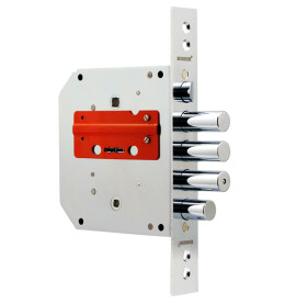 Замок врезной сувальдный с задвижкой и защёлкой «ЗВ9-6 ПКЗ» правый, 5 кл. Хром