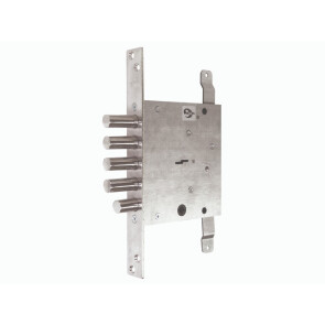 Замок врезной сувальдный с задвижкой «ЗВ8 142.1.1» с тягами, 5 кл. Хром