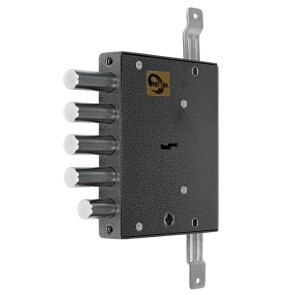 Замок врезной сувальдный с задвижкой «ЗВ8 152.1.0» с тягами (без лицевой планки), 5 кл. Бронза