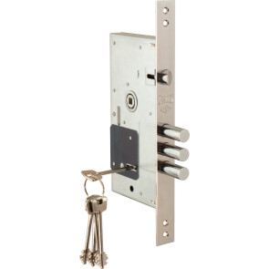 Замок врезной сувальдный с защёлкой «252/RL» 5 кл. Хром