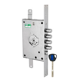 Замок врезной сувальдный с защёлкой «3D KEY 3D.771 D» правый, ключ 40 мм Никель