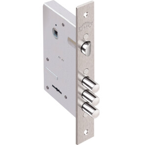 Замок врезной сувальдный с защёлкой «Кремень 1.04.27» 5 кл. Хром