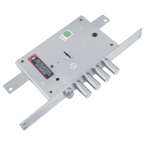 Замок врезной сувальдный с защёлкой «МАКСИМУМ ЗВ 21.12 ДТ» с тягами правый, 5 кл. Хром