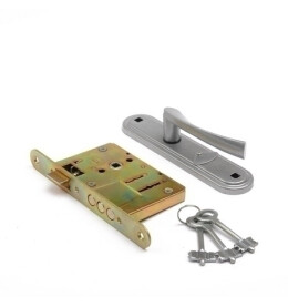 Замок врезной сувальдный с защёлкой в комплекте с ручкой «ЗВ9-4-2» 3 кл. Бриллиант
