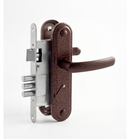 Замок врезной сувальдный с защёлкой в комплекте с ручкой «ЗВ9.1-02» 3 кл. Медь