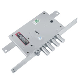 Замок врезной сувальдный с защёлкой «ЗВ 21.12 ДТ» с тягами левый, 5 кл. длин. кл. 54 мм Хром