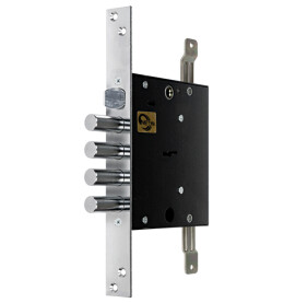 Замок врезной сувальдный с защёлкой «ЗВ9 143.1.0» с тягами, 5 кл. Хром