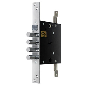 Замок врезной сувальдный с защёлкой «ЗВ9 143.1.0» с тягами, 5 кл. Хром