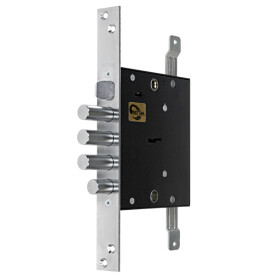 Замок врезной сувальдный с защёлкой «ЗВ9 144.1.0» с тягами, 5 кл. Хром