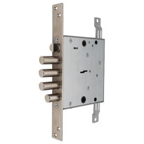 Замок врезной сувальдный с защёлкой «ЗВ9 144.1.0-Ц» с тягами, 5 кл. Хром