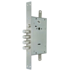 Замок врезной сувальдный с защёлкой «ЗВ9 343.1.1» с тягами, 5 кл. Хром