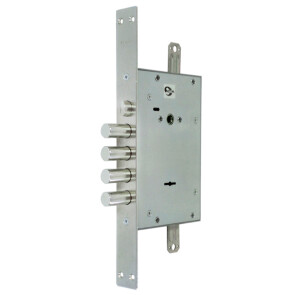 Замок врезной сувальдный с защёлкой «ЗВ9 343.1.1» с тягами, 5 кл. Хром