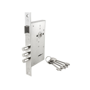 Замок врезной сувальдный с защёлкой «ЗВ9-6» 4 кл. Хром