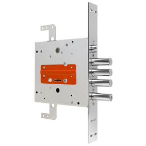 Замок врезной сувальдный с защёлкой «ЗВ9-8 МК4Т/15» с тягами, 5 кл. Хром