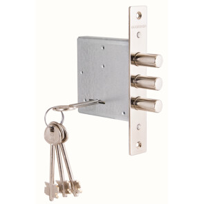 Замок врезной сувальдный «ЗВ 10.01» с отв. планкой и накладкой, 4 кл. Хром