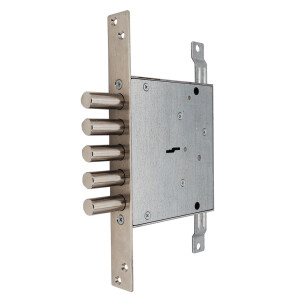 Замок врезной сувальдный «ЗВ8 140.1.0» с тягами, 5 кл. ключ 80 мм Хром