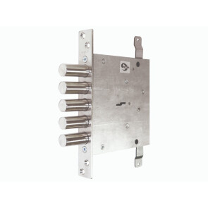 Замок врезной сувальдный «ЗВ8 140.1.1-18» с тягами, 5 кл. Хром