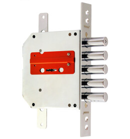 Замок врезной сувальдный «ЗВ8-6 ЛК5Т/15» с тягами левый, 5 кл. Хром