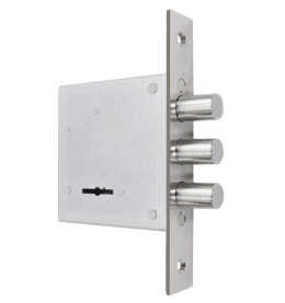Замок врезной сувальдный «ЗВ8-8Д/13» с накладками и отв. планкой, 3 кл. Хром