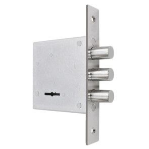 Замок врезной сувальдный «ЗВ8-8Д/13» с накладками и отв. планкой, 3 кл. Хром