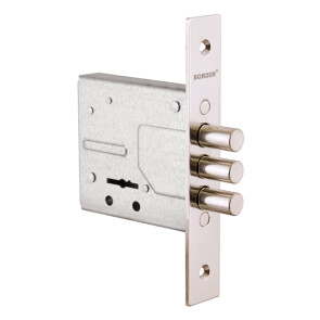 Замок врезной сувальдный «ЗВ8-8У» с ригелем 12 мм, 3 кл. Хром