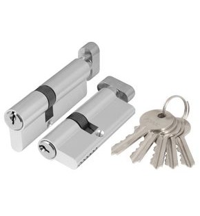Цилиндровый механизм (AX102/70) AX1002Knob70 (30+10+30) CP хром с вертушкой