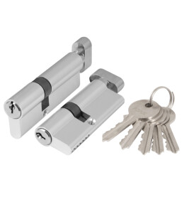 Цилиндровый механизм (AX102/80) AX1002Knob80 (30+10+40) CP хром с вертушкой