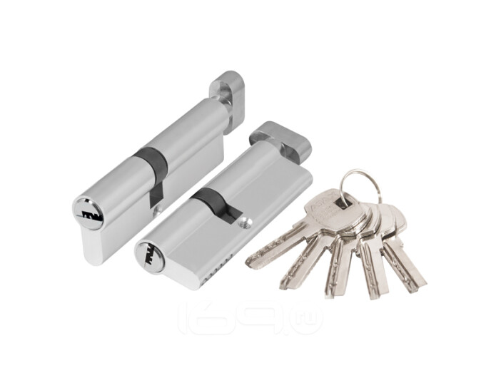 Цилиндровый механизм (AX202/80) AX2002Knob80 (30+10+40) CP хром с вертушкой