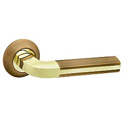 Ручка раздельная для входной и межкомнатной двери «LARGO RM AB/GP-7» Бронза/Золото