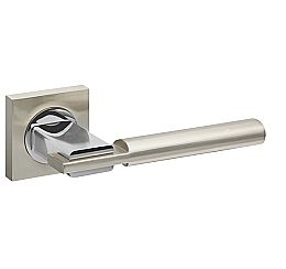 Ручка раздельная для входной и межкомнатной двери «JAZZ KM SN/CP-3» МатНикель/Хром