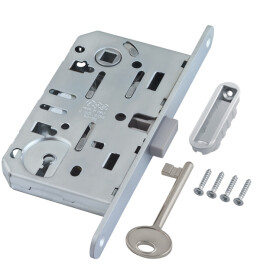 B06101.50.34.567 Корпус врезного замка под ключ (мат. хром) с отв. пл.B01402.05.34 MEDIANA POLARIS